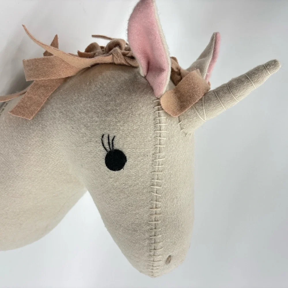 Unicorn Plush Head Wall Mount Faux‎ Taxidermy Plush Nursery Pillowfort Decor